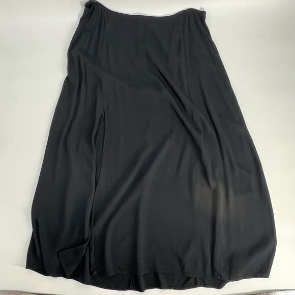 Reformation Zoe Midi Skirt Womens Plus Size 14 Black Crepe High Slit A line - Picture 1 of 10